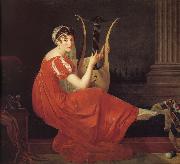 unknow artist Portrait of lady with play harp oil